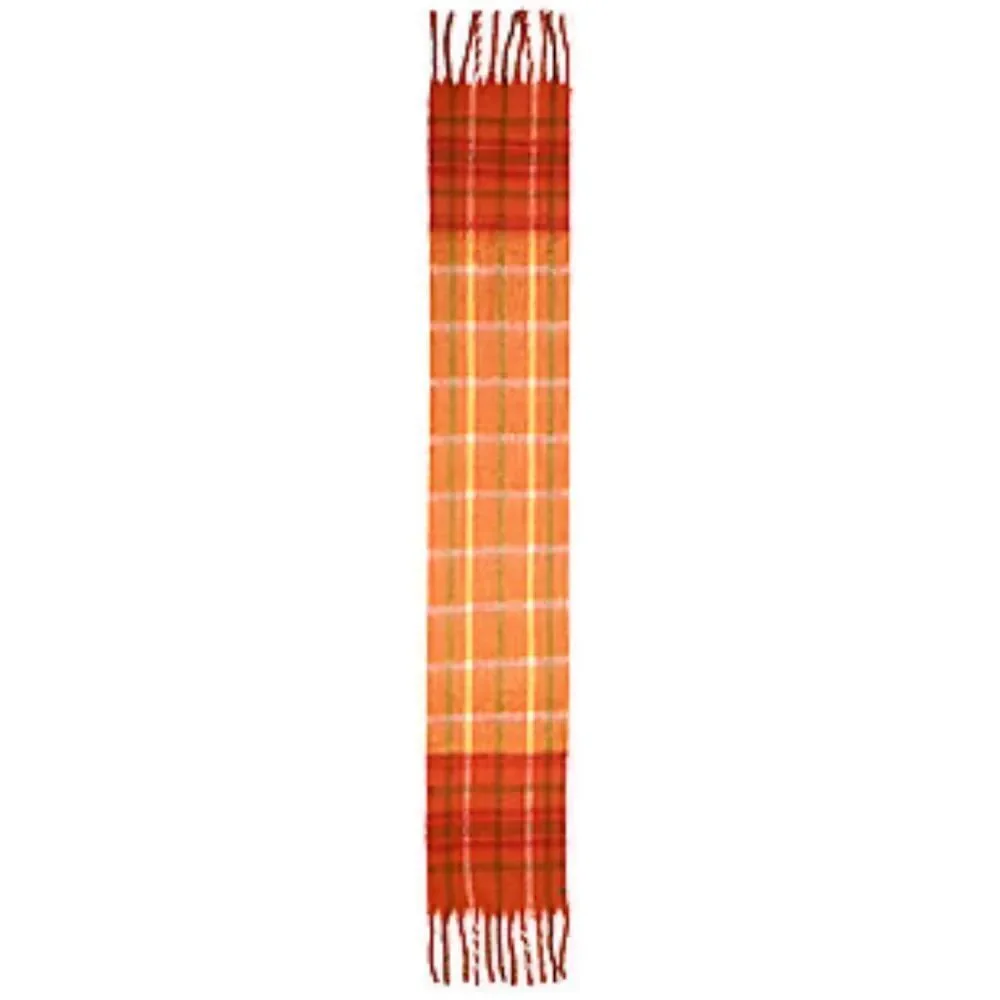 Frye & Co. Rusty Clay Orange Plaid Check Midweight Large Tasseled Blanket Scarf